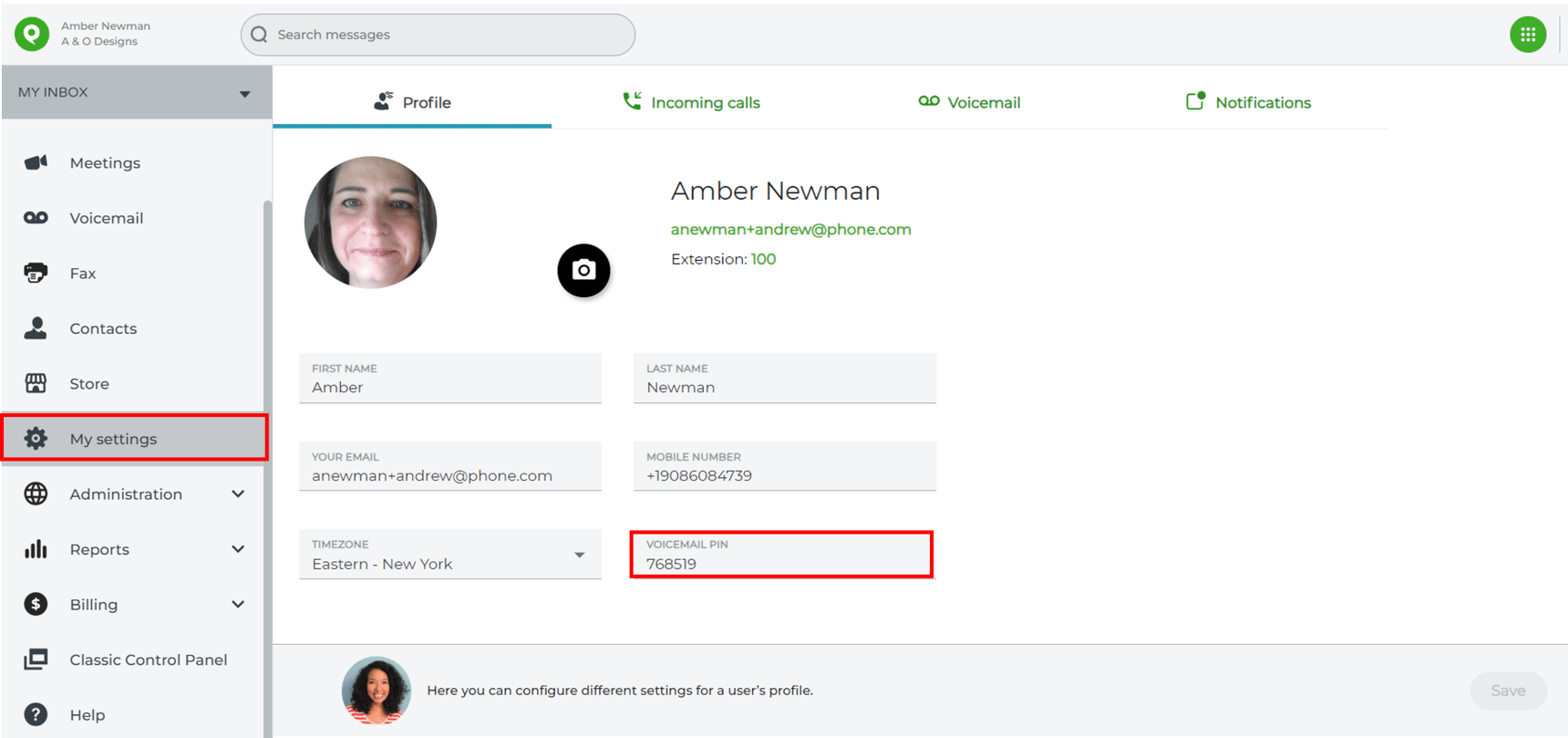 Where can I find or change my voicemail PIN?